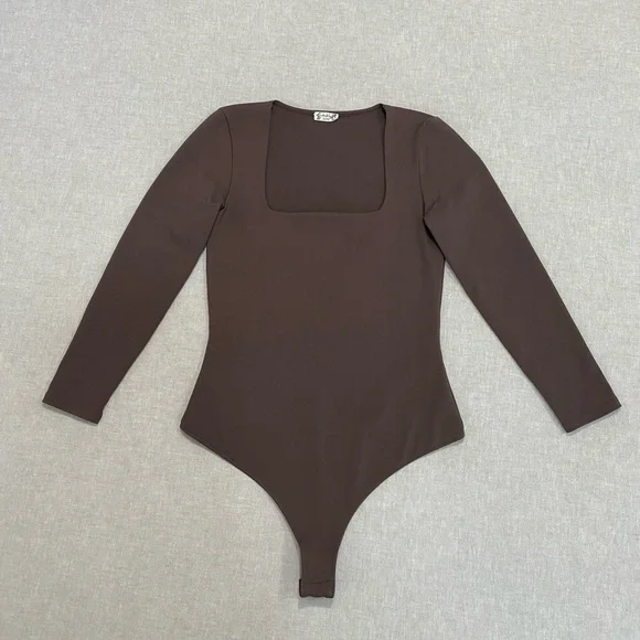 Free People intimately Truth or Square Bodysuit Small Brown Long sleeve Thong - Picture 1 of 12